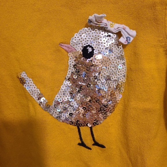 H&M Girls Size 2-4 Yellow Bird Sweater Top - Picture 2 of 4